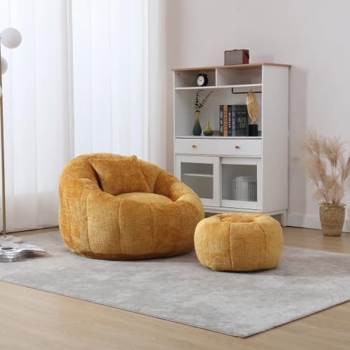 Oversized Round Bean Bag Chair with Ottoman & Pillow Z242