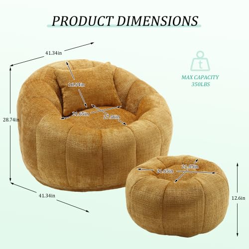 Oversized Round Bean Bag Chair with Ottoman & Pillow Z242