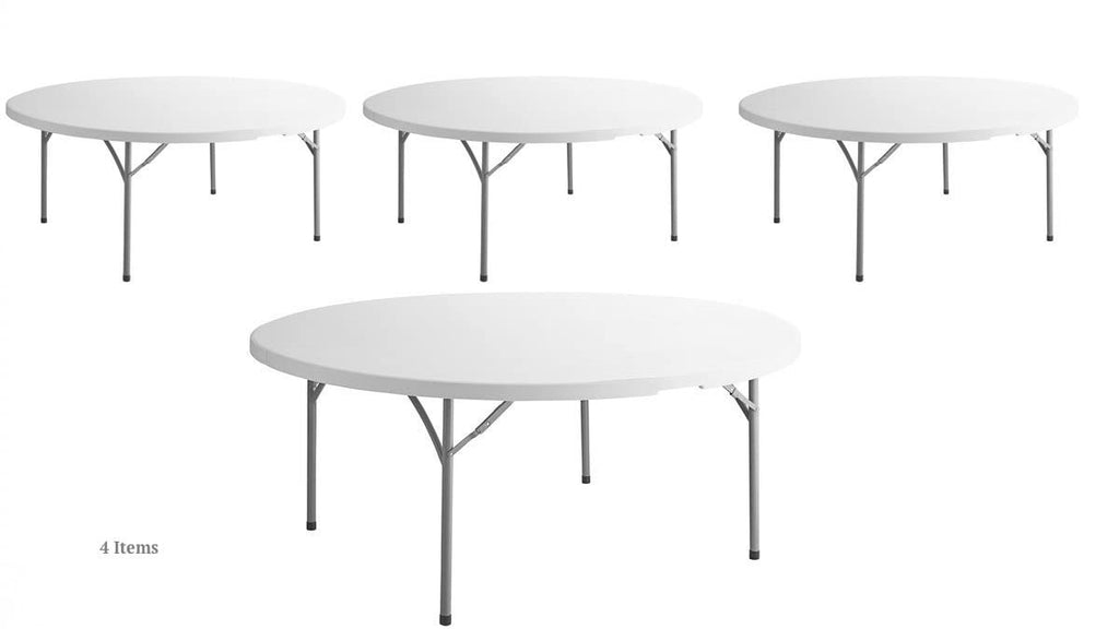 White 72 Inch Round Plastic Folding Table J154