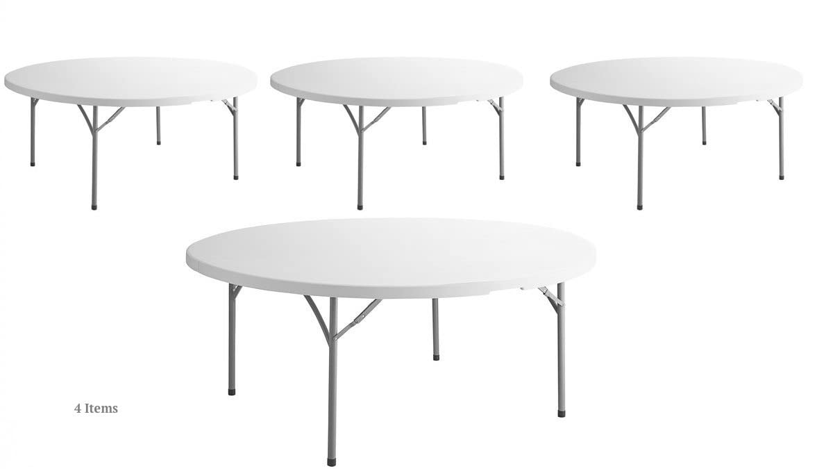 White 72 Inch Round Plastic Folding Table J154