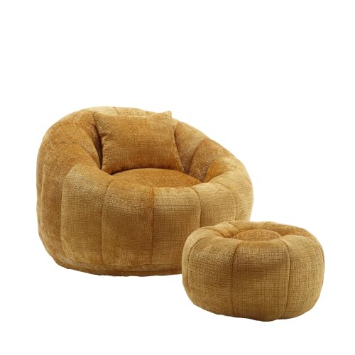 Oversized Round Bean Bag Chair with Ottoman & Pillow Z242