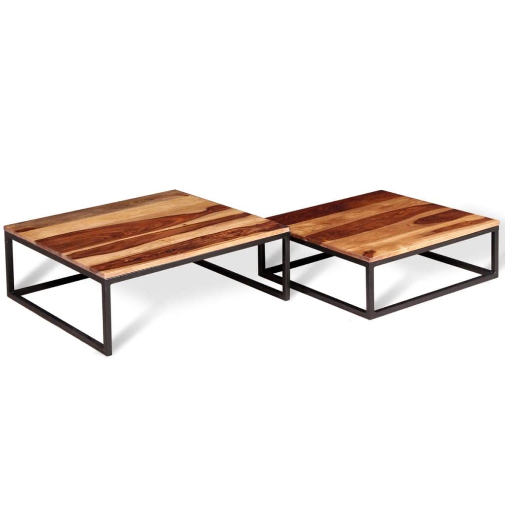 Two Piece Nesting Coffee Table Set Solid Sheesham Wood J976