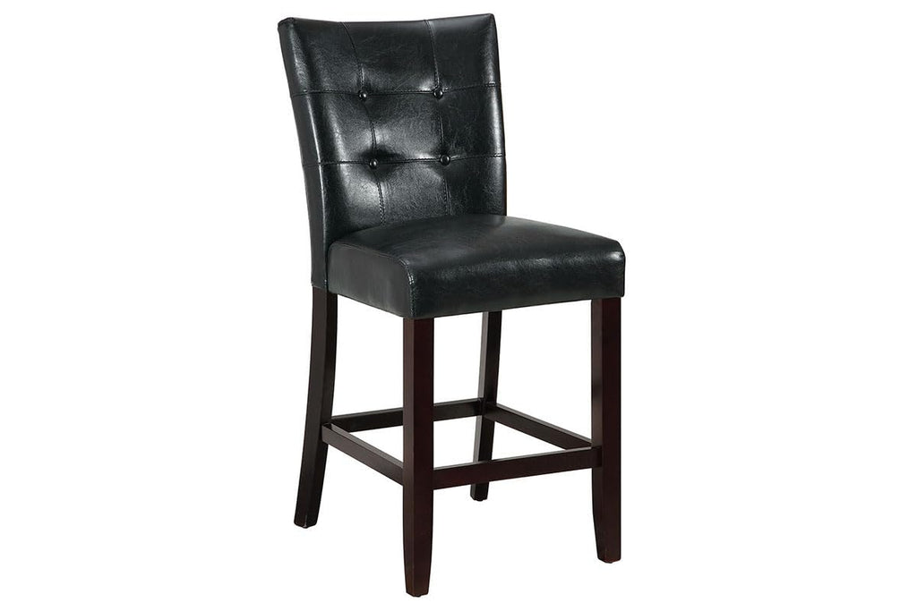 Set of 2 Black Faux Leather Tufted Counter Height Dining Chairs P243314