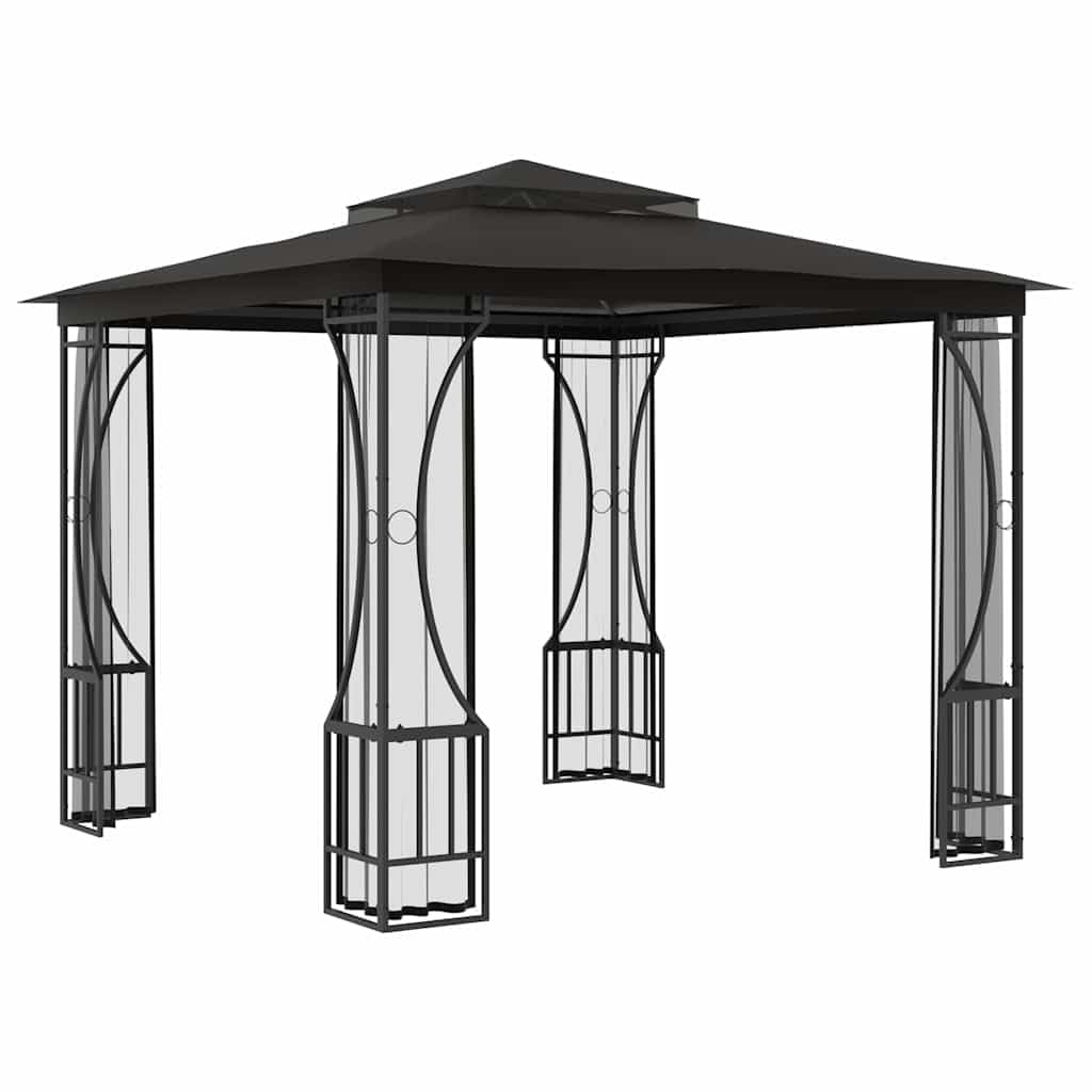 Anthracite Steel Frame 9.8'x9.8'x8.7' UV-Protective Polyester Gazebo O5245