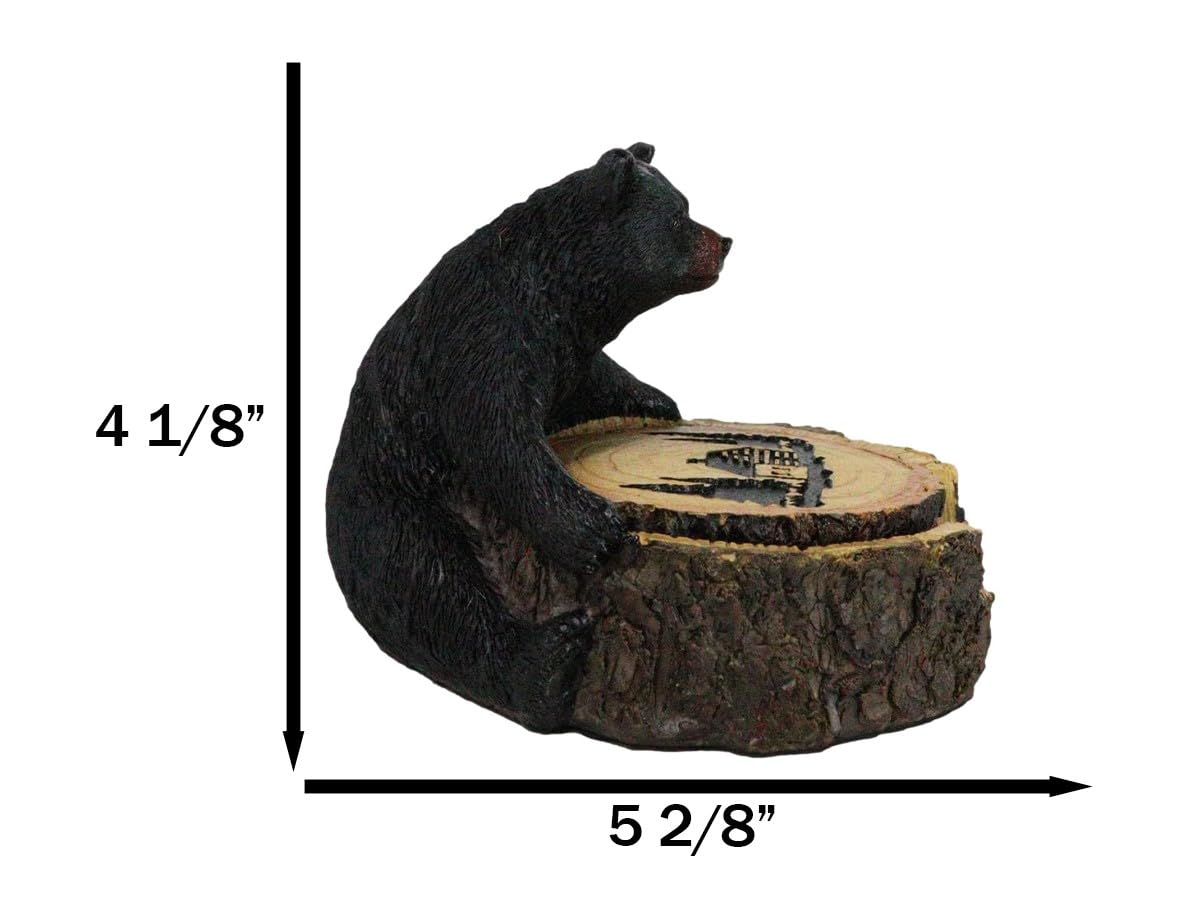 Black Bear Tree Trunk Coaster Holder with 4 Coasters I15745
