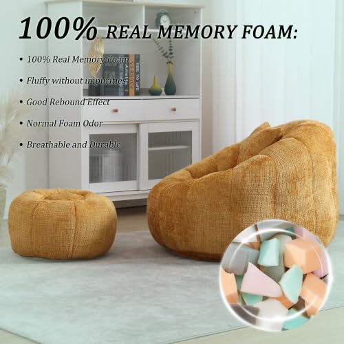 Oversized Round Bean Bag Chair with Ottoman & Pillow Z242