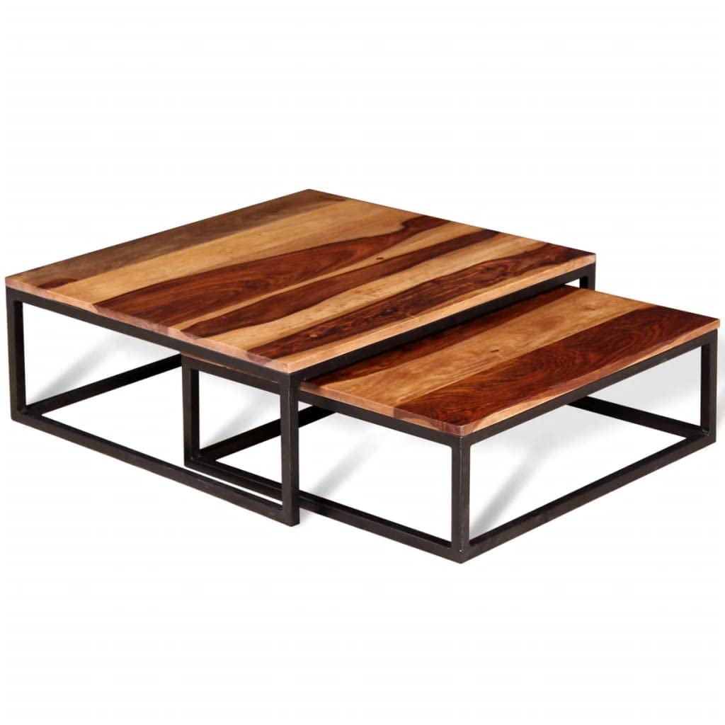 Two Piece Nesting Coffee Table Set Solid Sheesham Wood J976