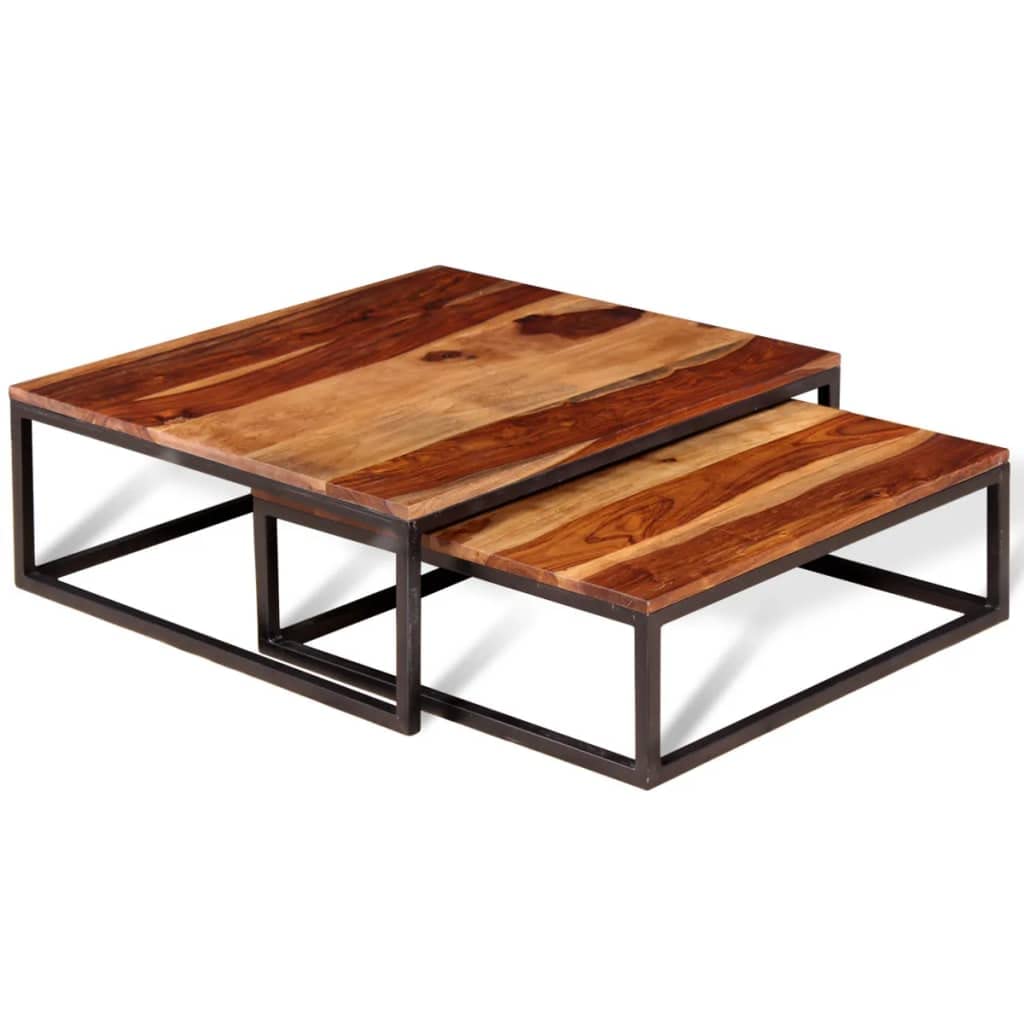 Two Piece Nesting Coffee Table Set Solid Sheesham Wood J976