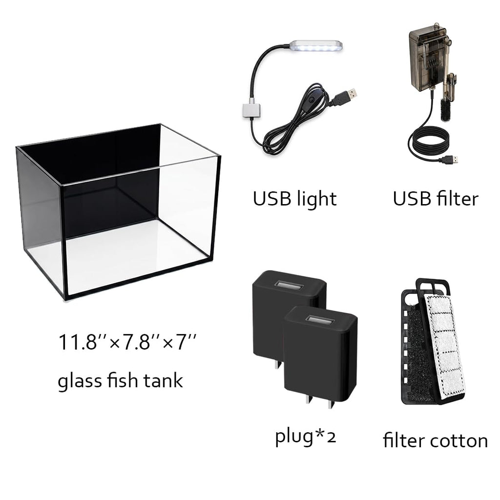 2.8 Gallon Glass Fish Tank with Light and Filter P79959