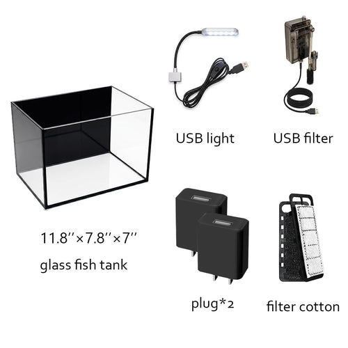 2.8 Gallon Glass Fish Tank with Light and Filter P79959