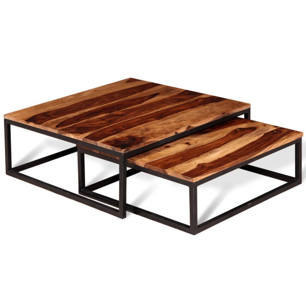 Two Piece Nesting Coffee Table Set Solid Sheesham Wood J976