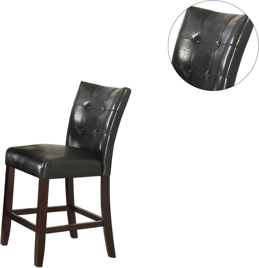 Set of 2 Black Faux Leather Tufted Counter Height Dining Chairs P243314