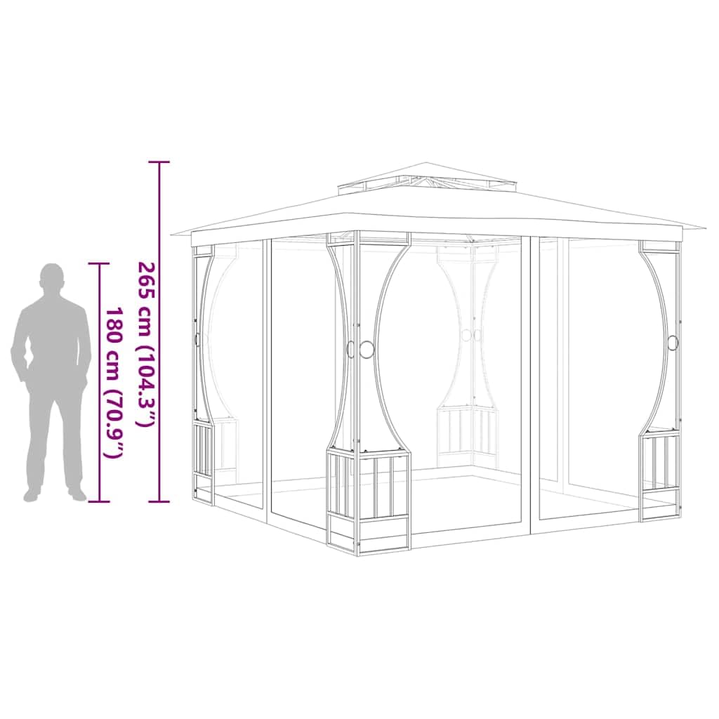 Anthracite Steel Frame 9.8'x9.8'x8.7' UV-Protective Polyester Gazebo O5245