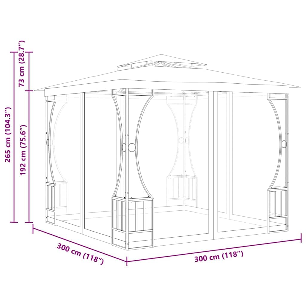 Anthracite Steel Frame 9.8'x9.8'x8.7' UV-Protective Polyester Gazebo O5245