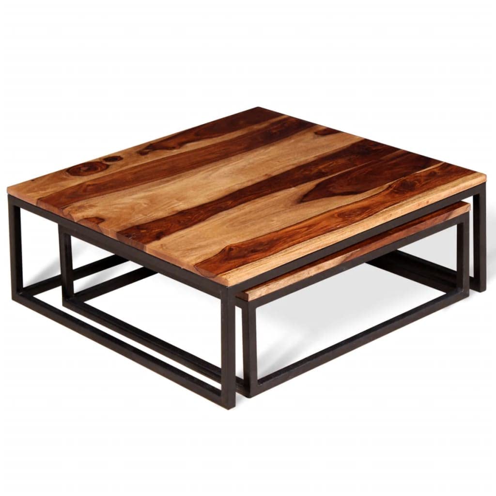 Two Piece Nesting Coffee Table Set Solid Sheesham Wood J976