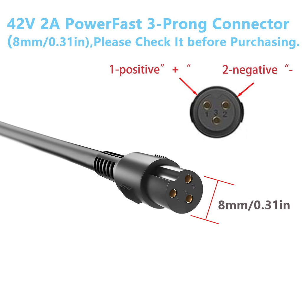 42V 2A Power Adapter 3-Prong Inline Connector Lithium Battery Charger V141383