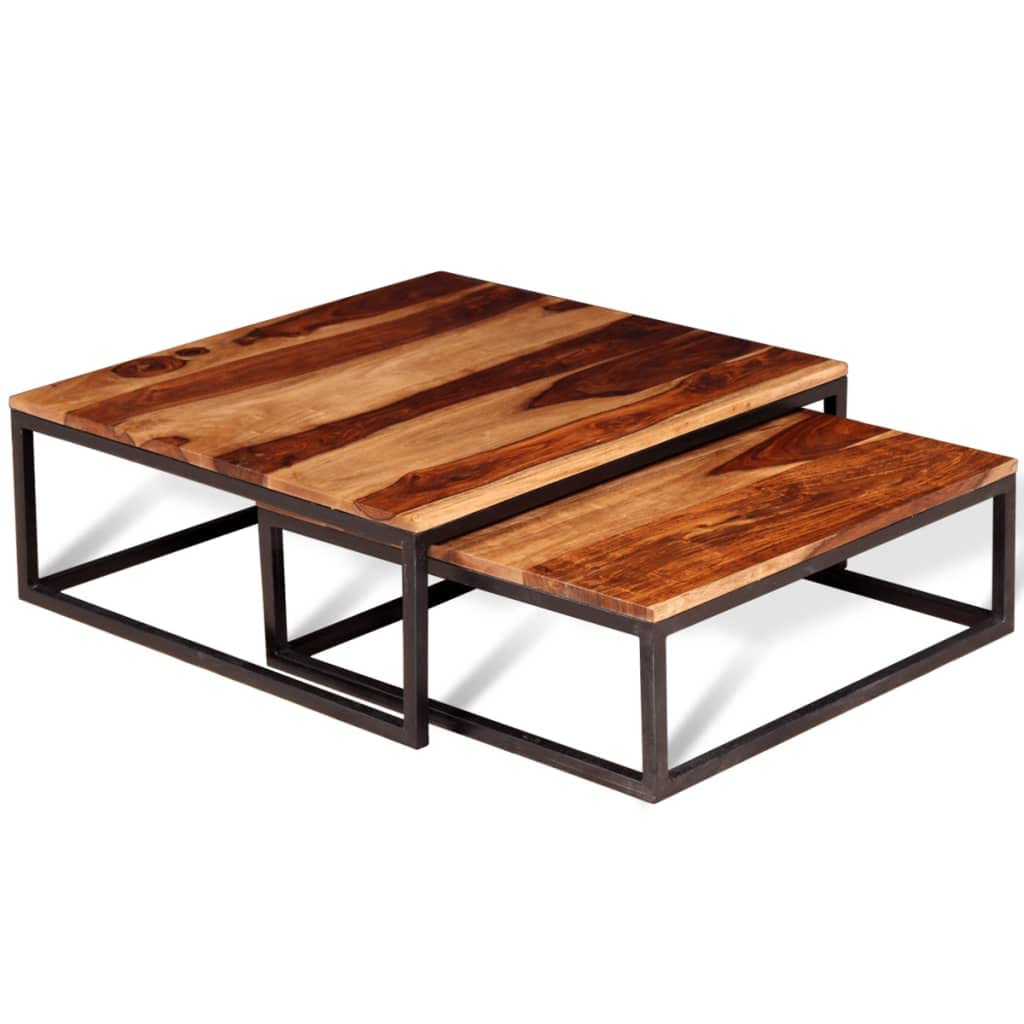 Two Piece Nesting Coffee Table Set Solid Sheesham Wood J976