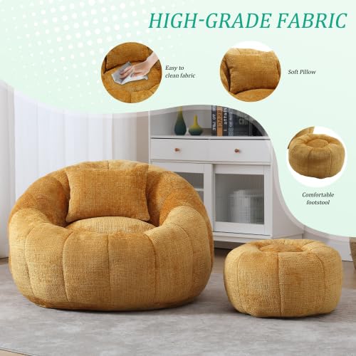 Oversized Round Bean Bag Chair with Ottoman & Pillow Z242