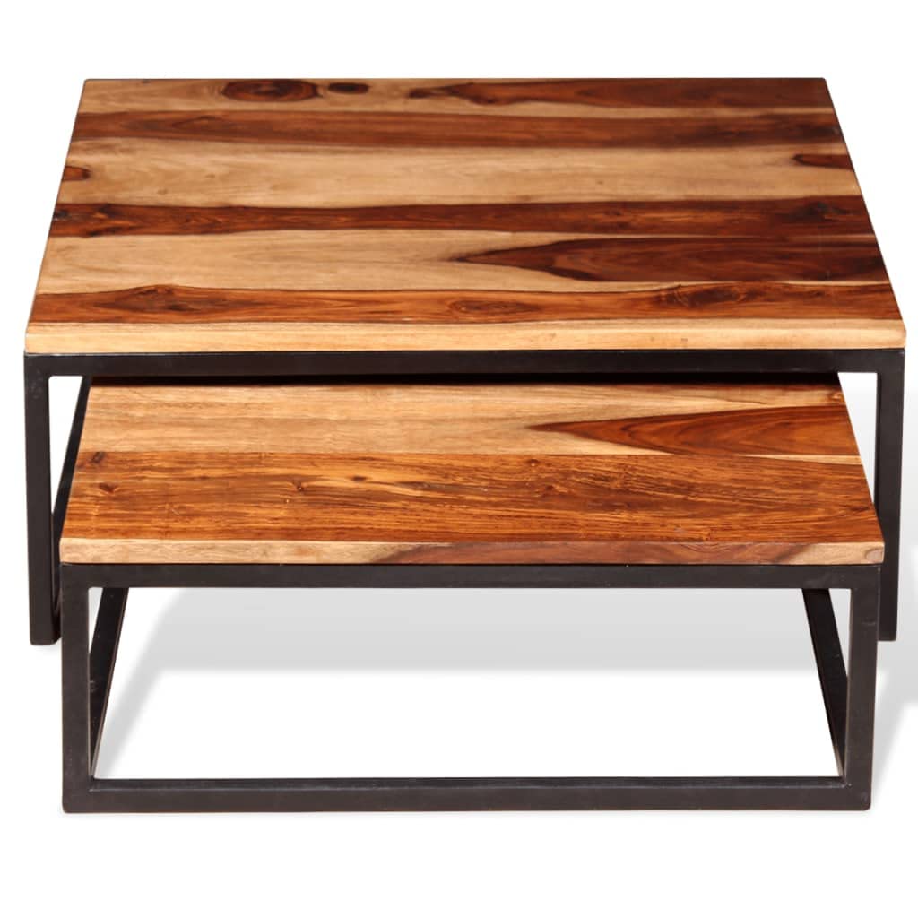 Two Piece Nesting Coffee Table Set Solid Sheesham Wood J976