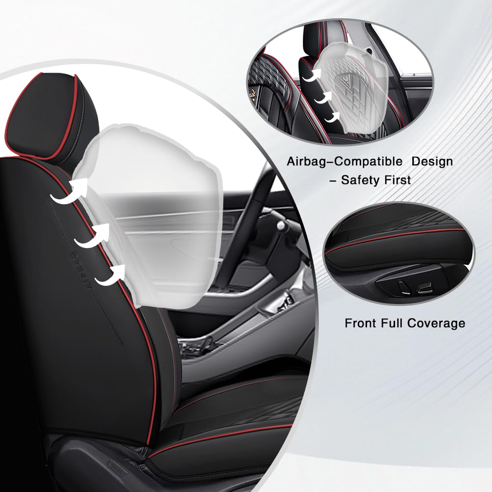 Toyota Tundra Seat Covers Nappa Leather 5 Seats Black Red Y889056