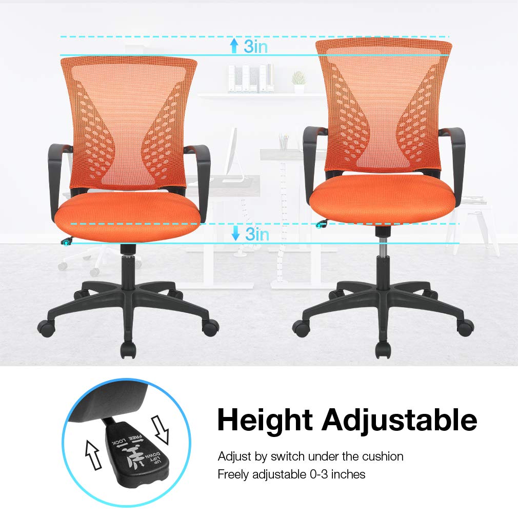 Orange Ergonomic Mesh Office Chair with Lumbar Support Armrest S14582
