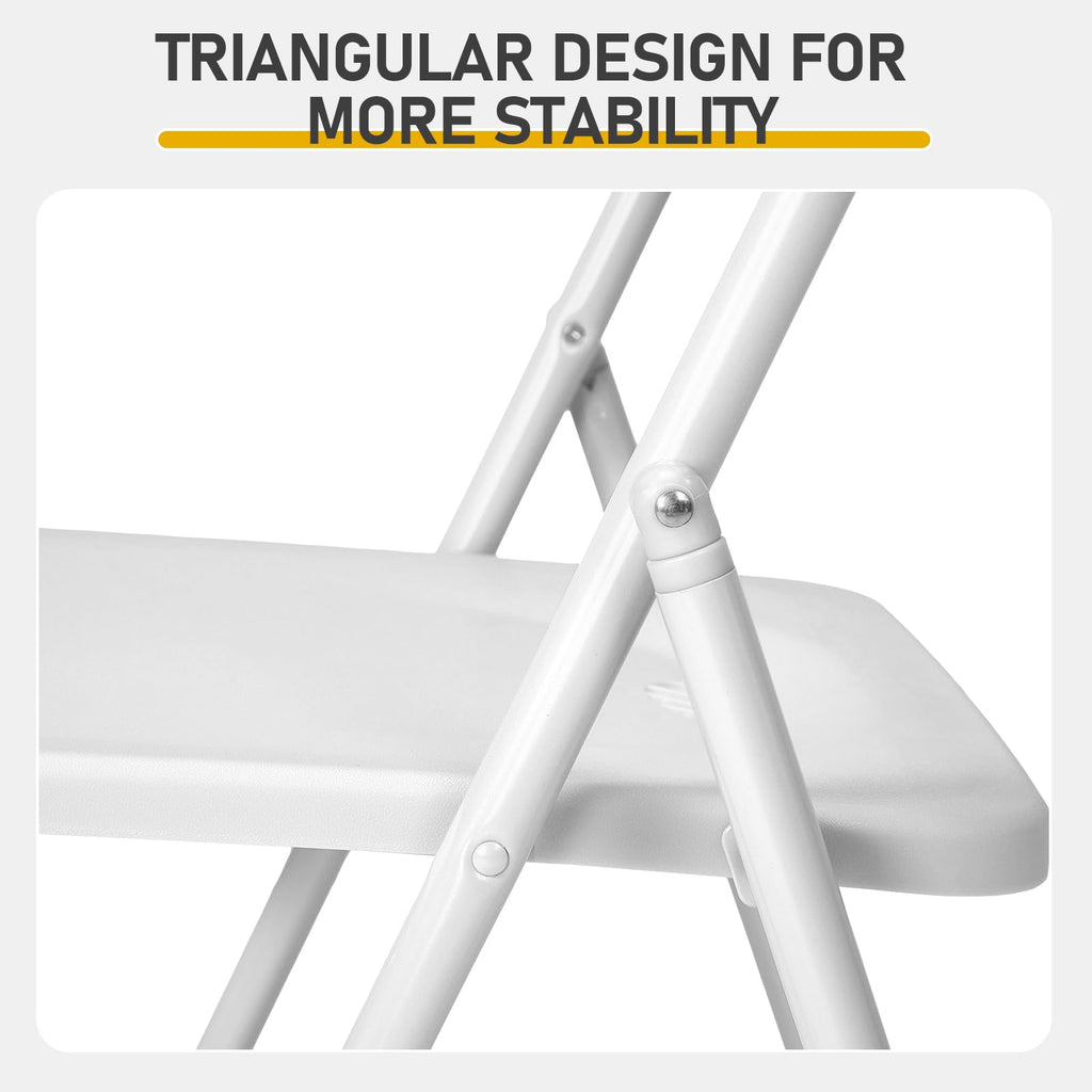 White Plastic Folding Chairs, 10 Pack Steel Frame T788