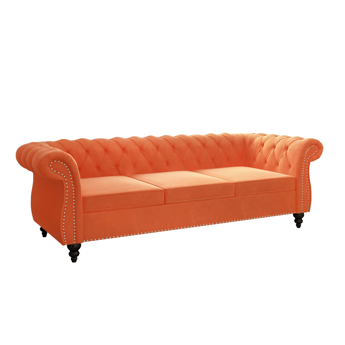 Velvet 3 Seater Tufted Sofa with Rolled Arms F692140