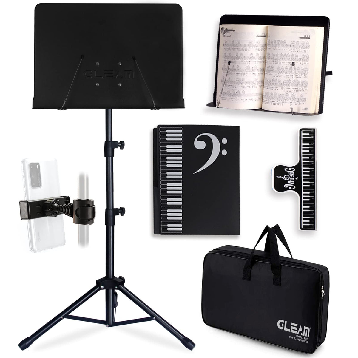 Black Metal Sheet Music Stand with Carrying Bag S3521