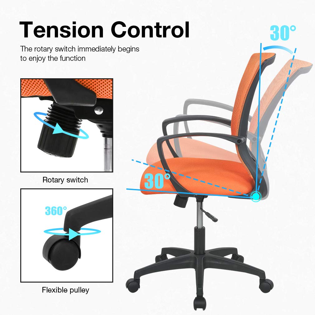 Orange Ergonomic Mesh Office Chair with Lumbar Support Armrest S14582