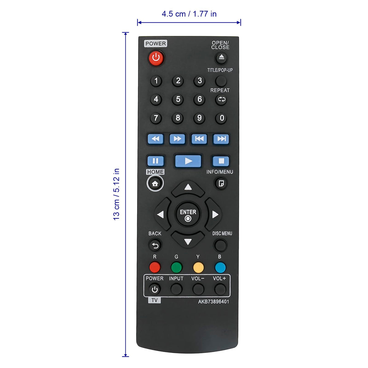 Replace Remote Control Compatible with Blu-ray Disc Player X422299