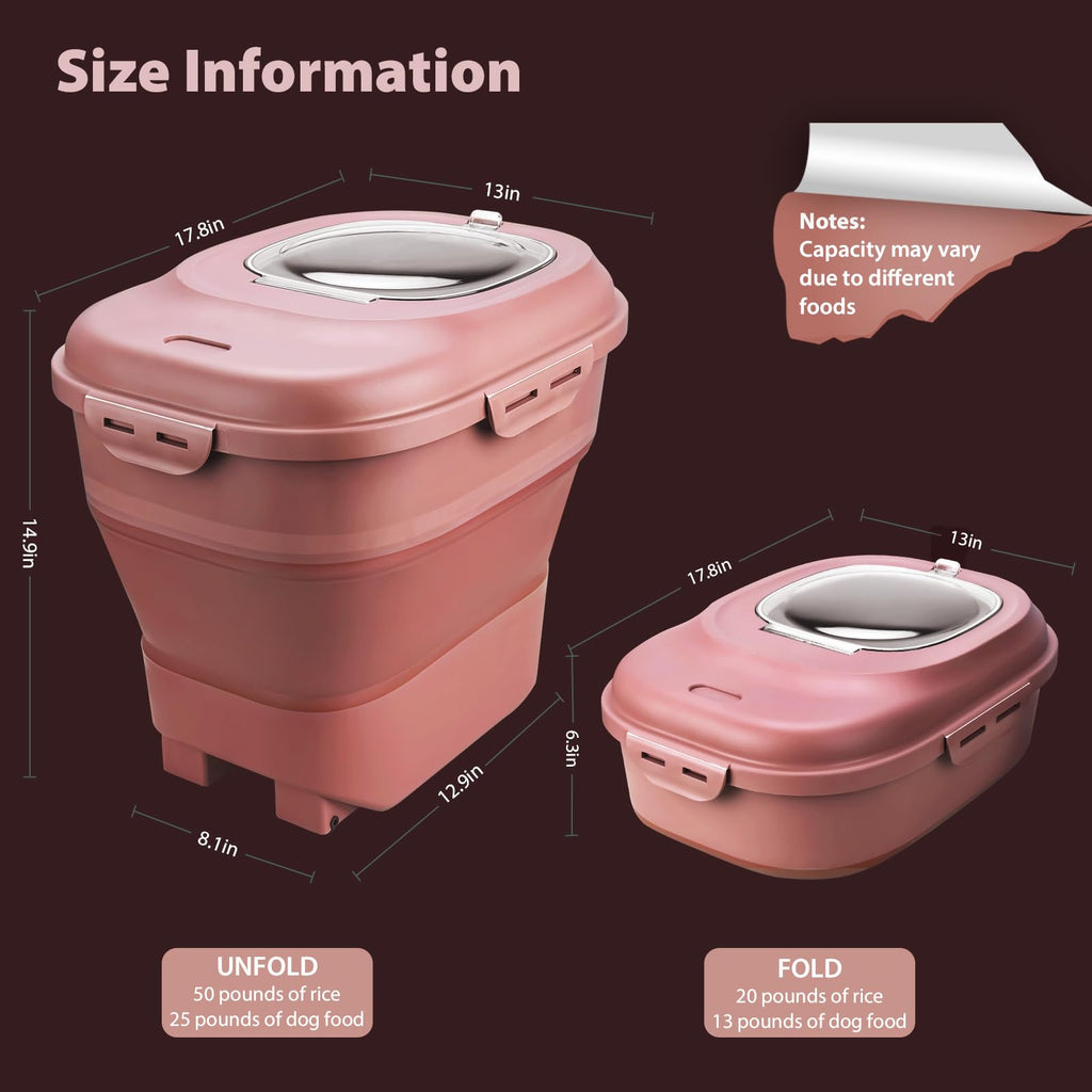 Collapsible Airtight Dry Food Storage Containers with Rolling Wheel R695600