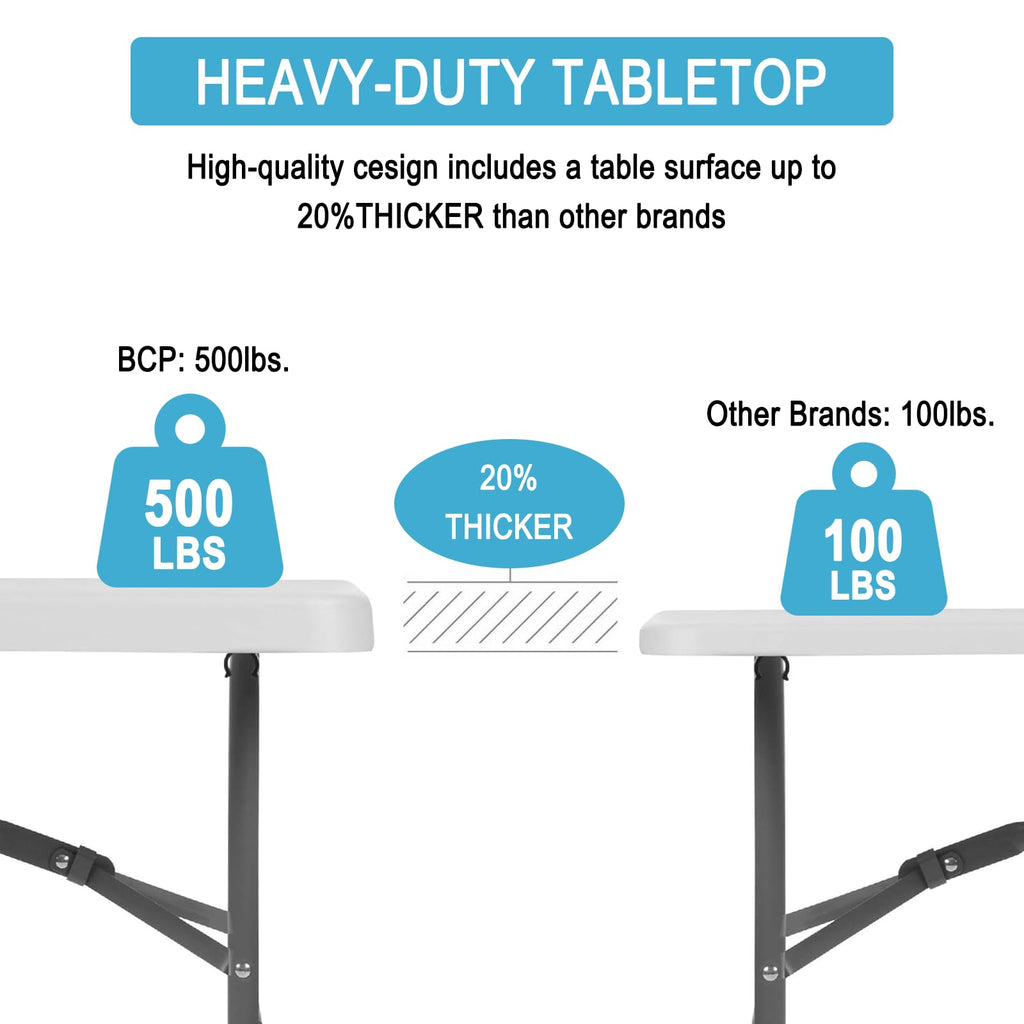 6FT White Portable Plastic Folding Table N7029