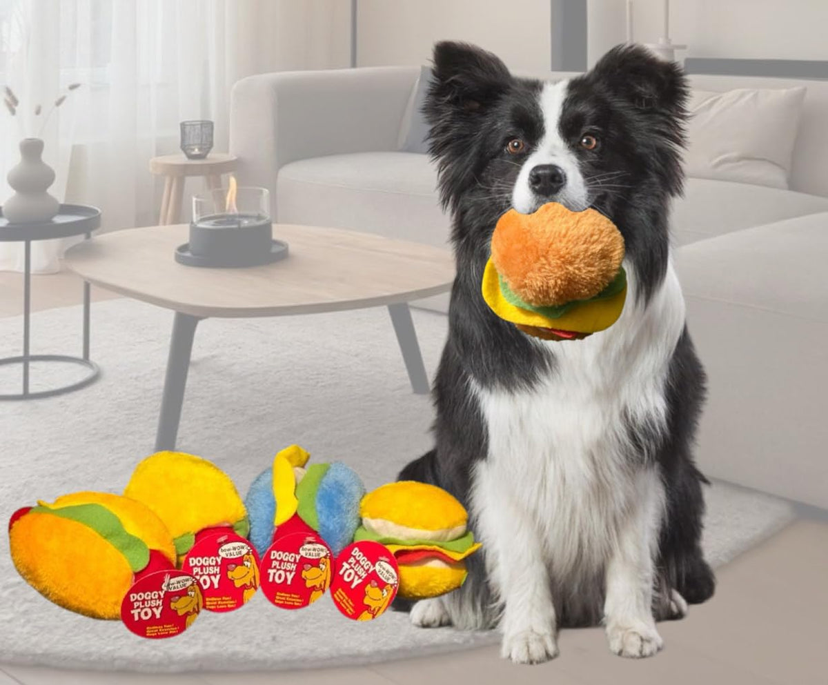 Hot Dog and Hamburger Plush Dog Chew Toy 2 Pack G94028