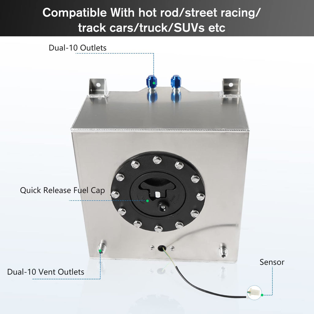 5 Gallon Aluminum Polished Fuel Cell with Cap D7995