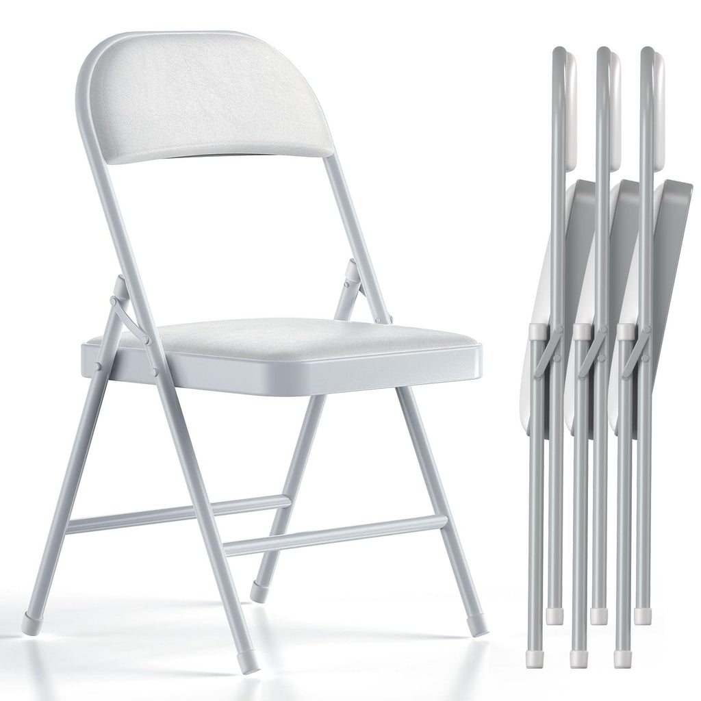 White Vinyl Padded Folding Chairs 4 Pack I326