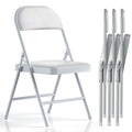 White Vinyl Padded Folding Chairs 4 Pack I326