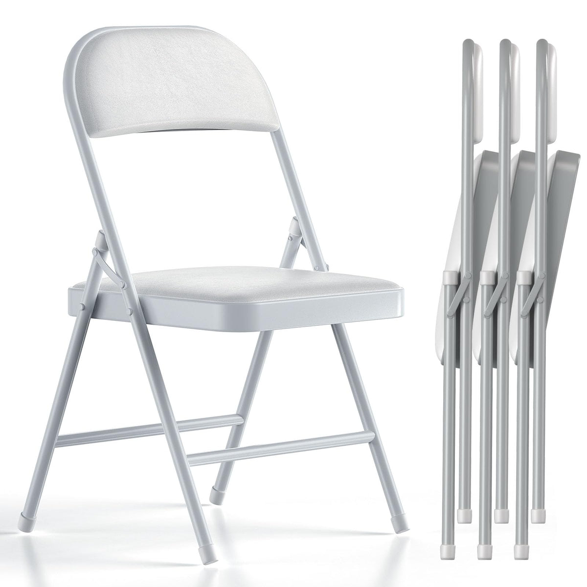 White Vinyl Padded Folding Chairs 4 Pack I326