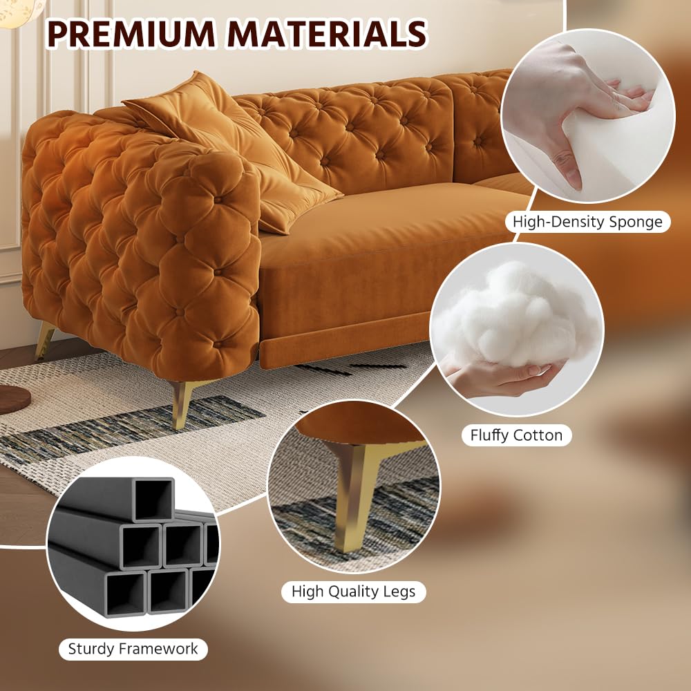 King Size Velvet L Shaped Sleeper Sofa with Ottoman Q749904