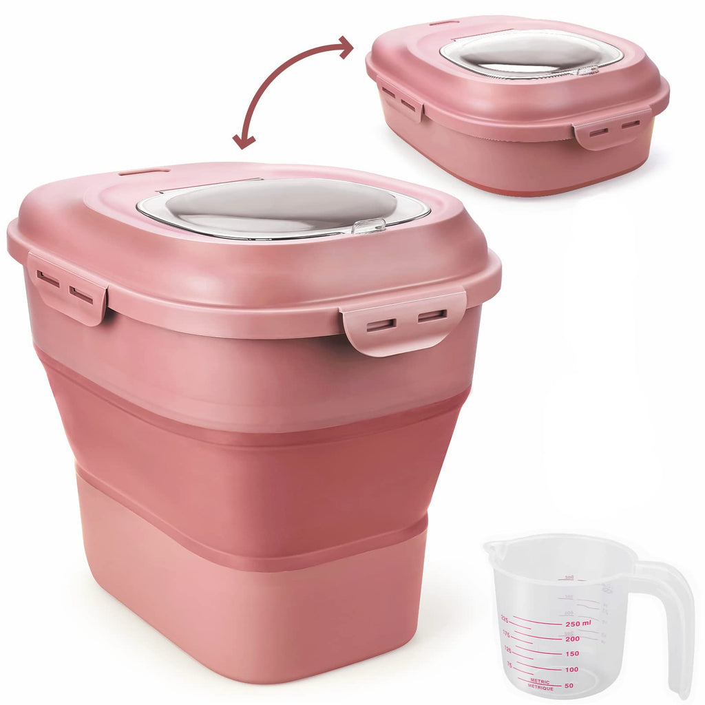 Collapsible Airtight Dry Food Storage Containers with Rolling Wheel R695600
