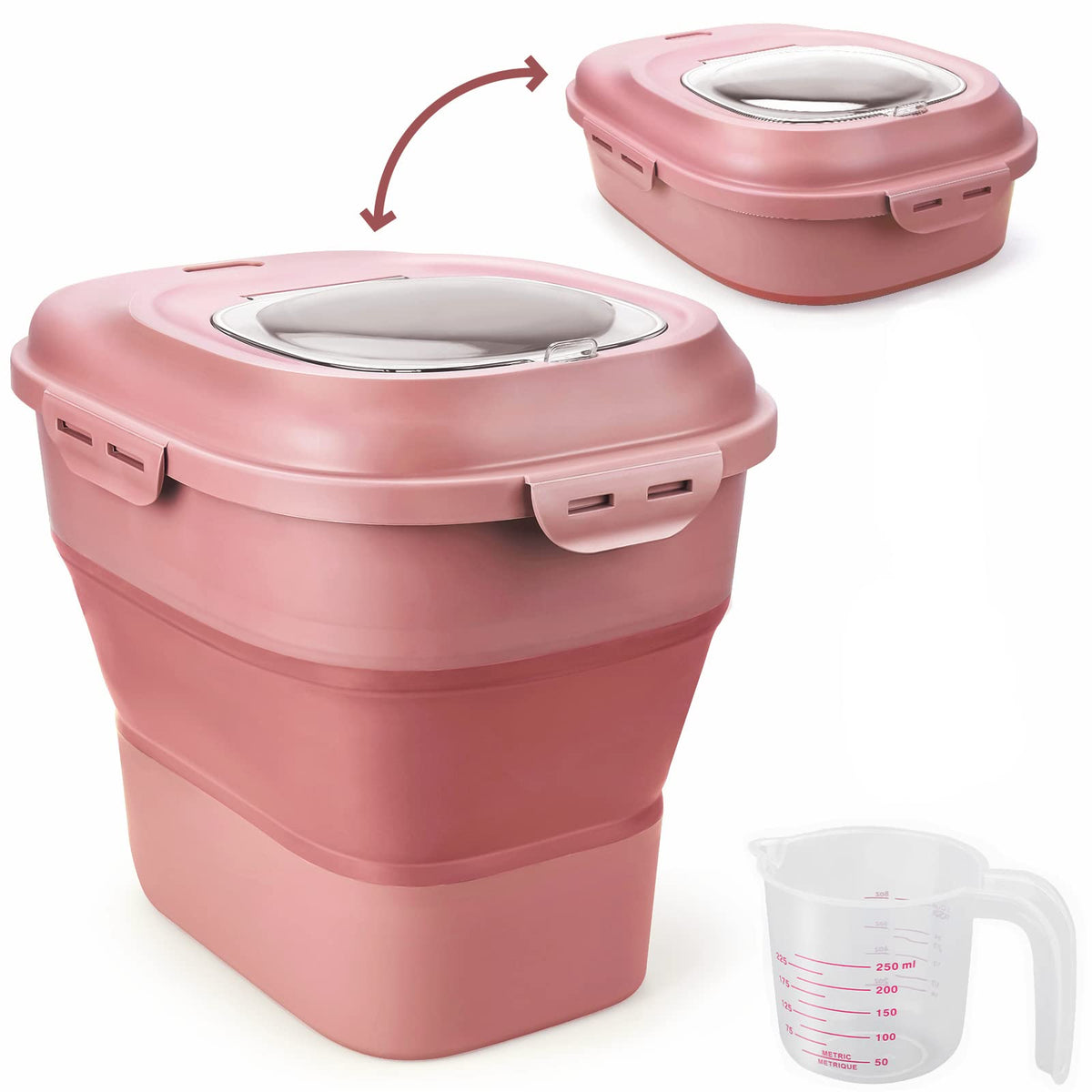 Collapsible Airtight Dry Food Storage Containers with Rolling Wheel R695600
