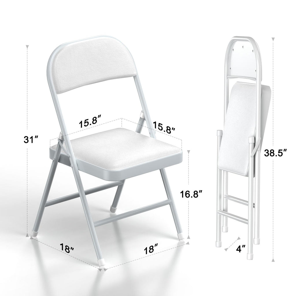 White Vinyl Padded Folding Chairs 4 Pack I326