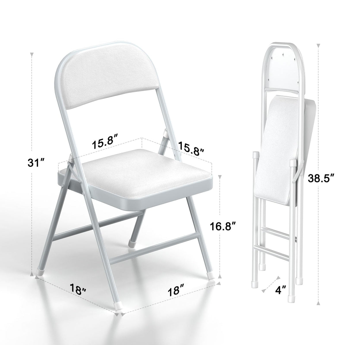 White Vinyl Padded Folding Chairs 4 Pack I326