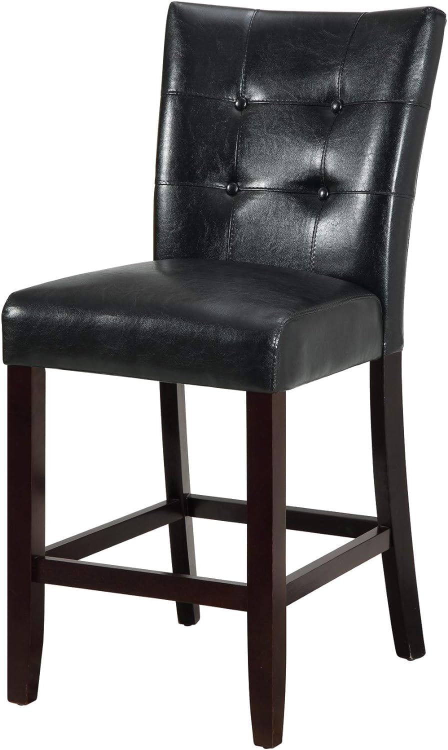 Set of 2 Black Faux Leather Tufted Counter Height Dining Chairs P243314