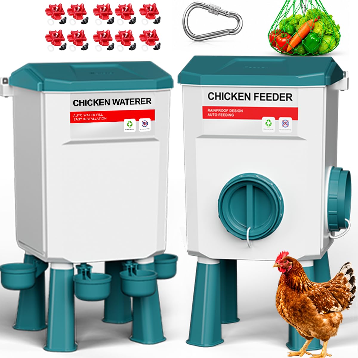 Automatic No Waste Poultry Feeder and Waterer Set K7226
