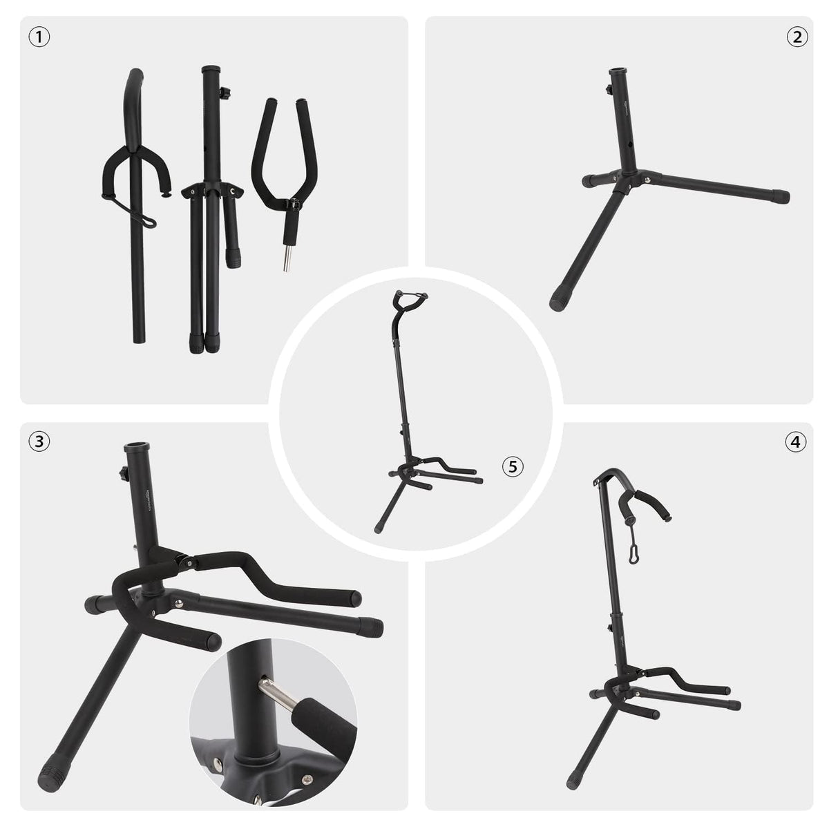 Black Height Adjustable Foldable Guitar Stand S896