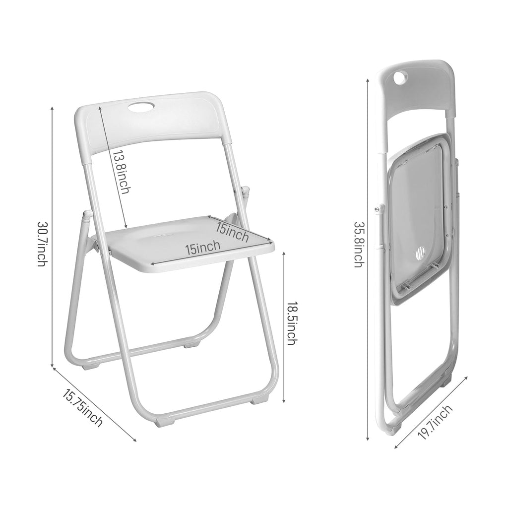 White Plastic Folding Chairs, 10 Pack Steel Frame T788