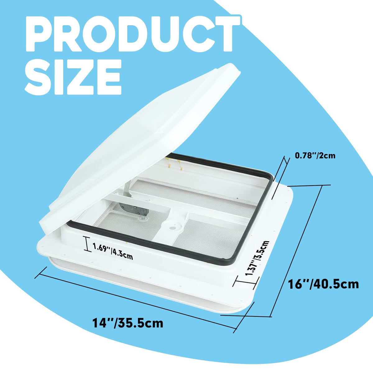14" RV Roof Vent with White Lid I294