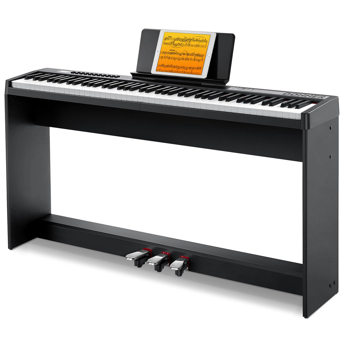 88 Keys Velocity-Sensitive Digital Piano with Stand and Triple Pedal P6649
