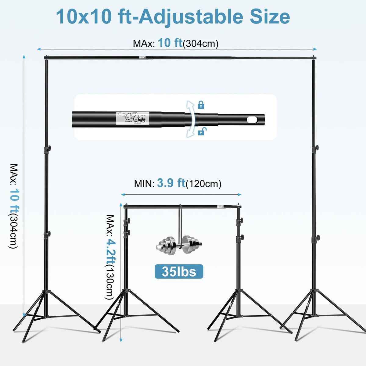 10x10Ft Heavy Duty Adjustable Backdrop Stand M82483