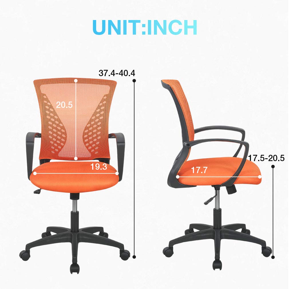 Orange Ergonomic Mesh Office Chair with Lumbar Support Armrest S14582